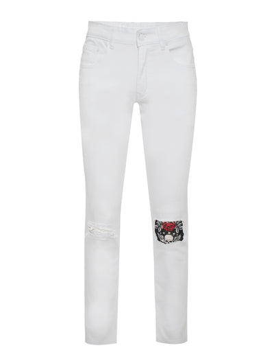 Skinny Jean with Skull  knee patch