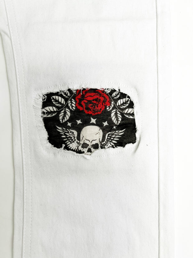 Skinny Jean with Skull  knee patch
