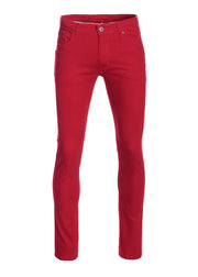 Men's Red Striated Skinny-Stretch Cotton Pants