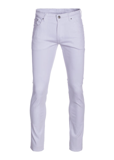 Men's White Striated Skinny-Stretch Cotton Pants
