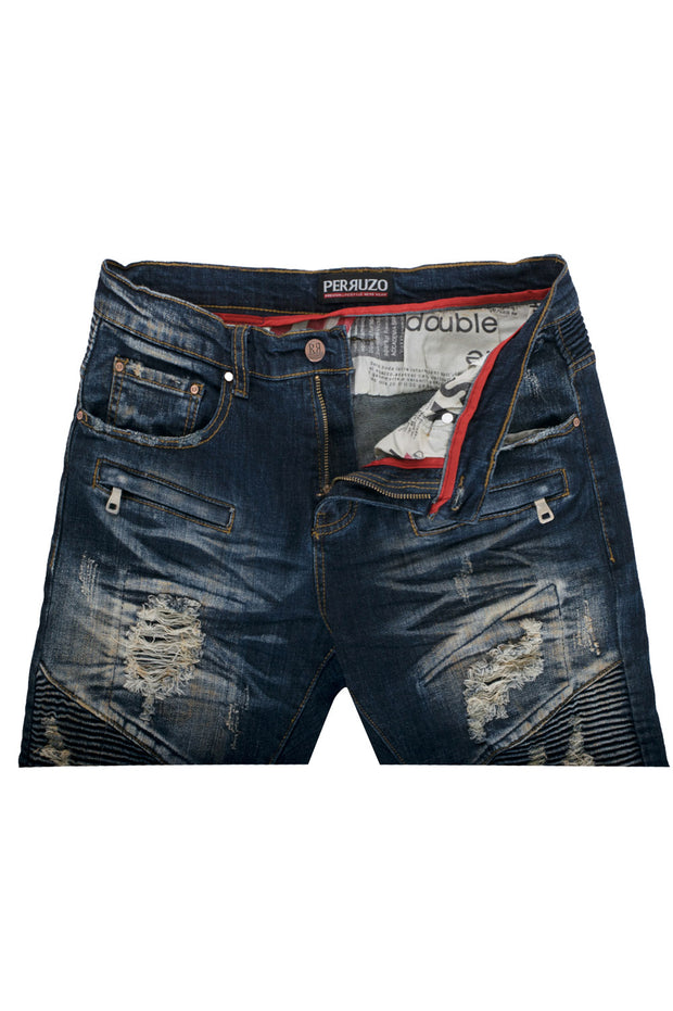 Moto Jeans in distressed demin