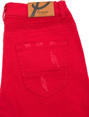 Men's distressed Moto Jeans Red 7550