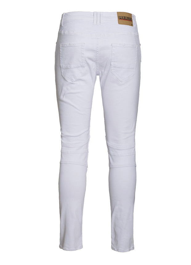 White Moto Jeans (7556)