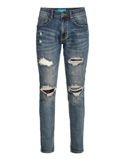 Men's Denim with leather patch
