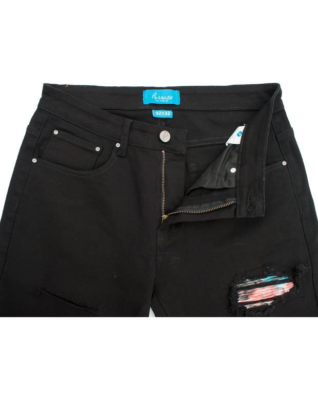 PX Denim, multicolor Quilted knee Patch