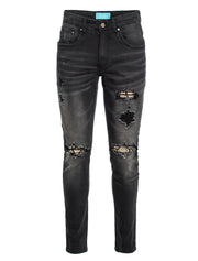 Black Skinny Jean with Python Patch (7571)