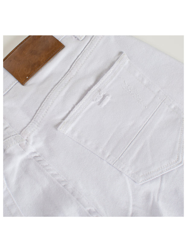 White Skinny Jean with Python Patch (7571)