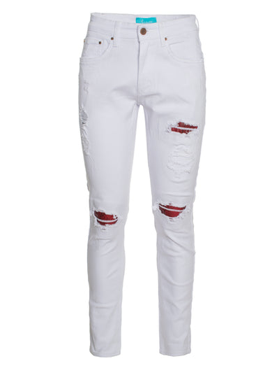 PX Jean with Python snake skin knee Patch