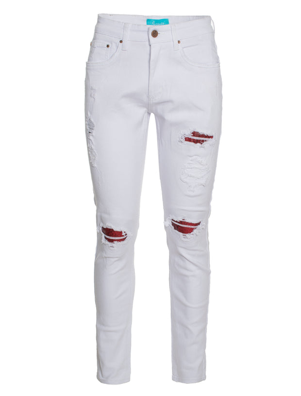 PX Jean with Python snake skin knee Patch