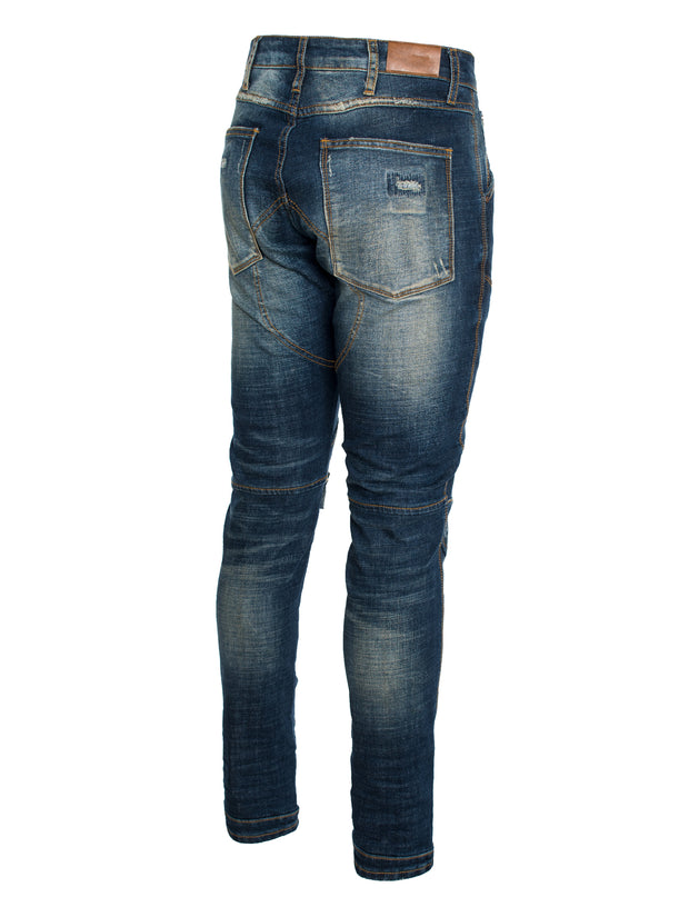 Moto inspired  knee zipped denim
