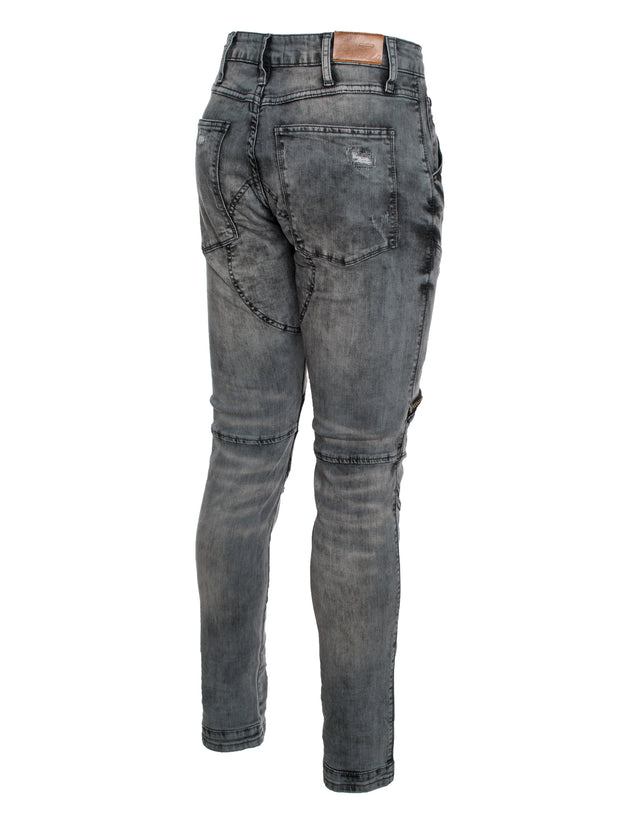 Moto inspired  knee zipped denim