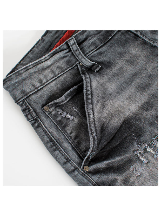 Moto inspired  knee zipped denim