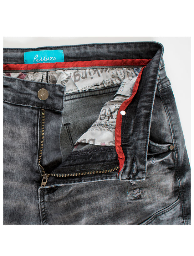 Moto inspired  knee zipped denim