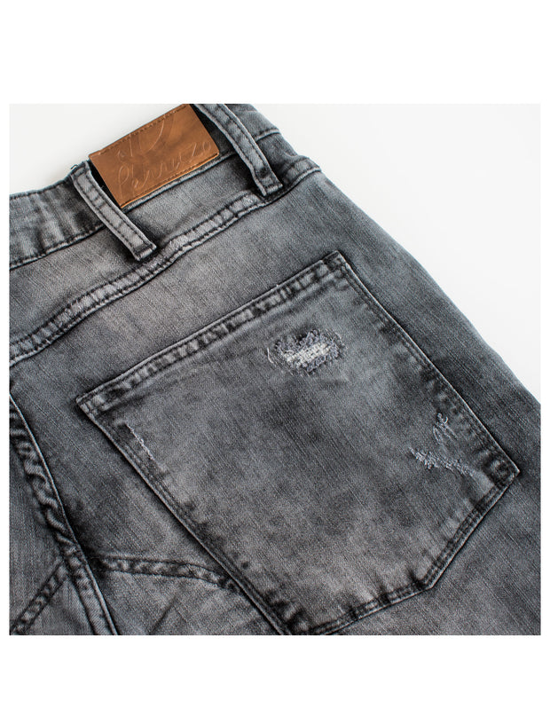 Moto inspired  knee zipped denim