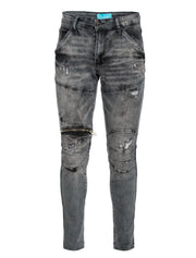 Moto inspired  knee zipped denim