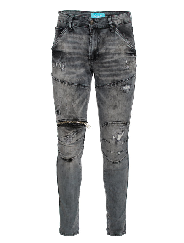 Steel Vintage Zip Knee Skinny Jean (7572)
