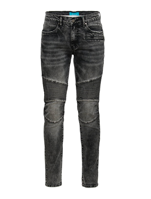 Moto Jean in distressed Black