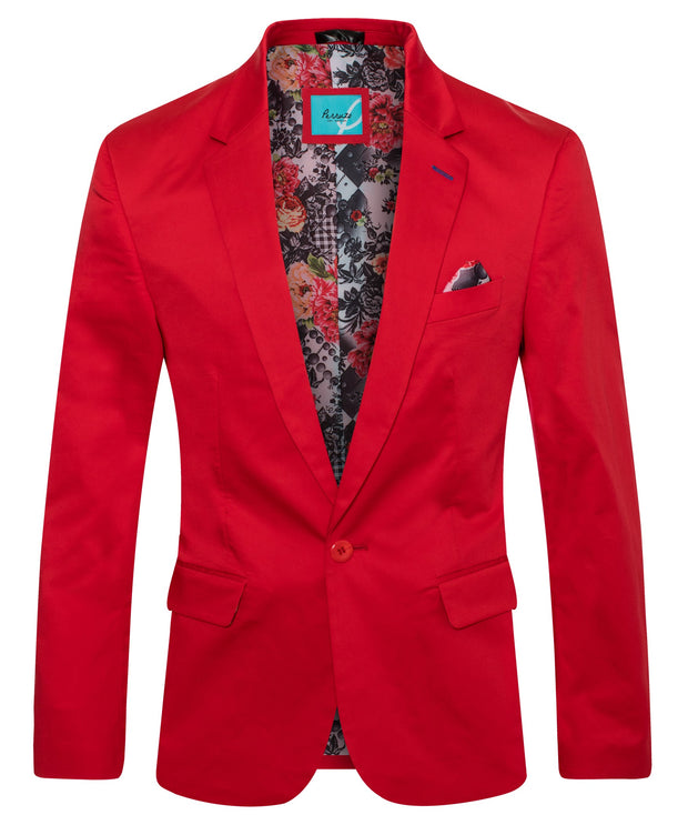 Red Cotton-Stretch Fashion Blazer 9010