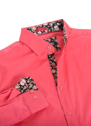 Coral Solid Cotton-Stretch L/S Shirt (4030)