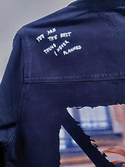 Men's Jean jacket with graphics, Black M4000