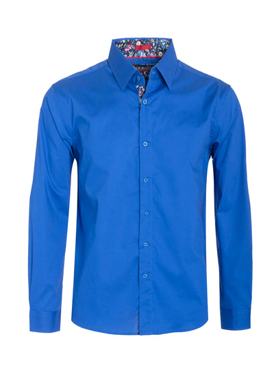 Men's Royal Solid Cotton-Stretch L/S Shirt