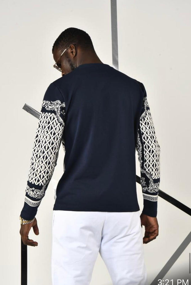 Crystal Baroque Navy Crewneck Sweatshirt T4700