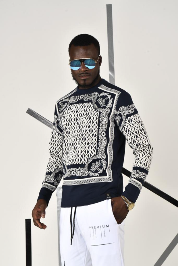Crewneck Sweatshirt Crystal Baroque Navy