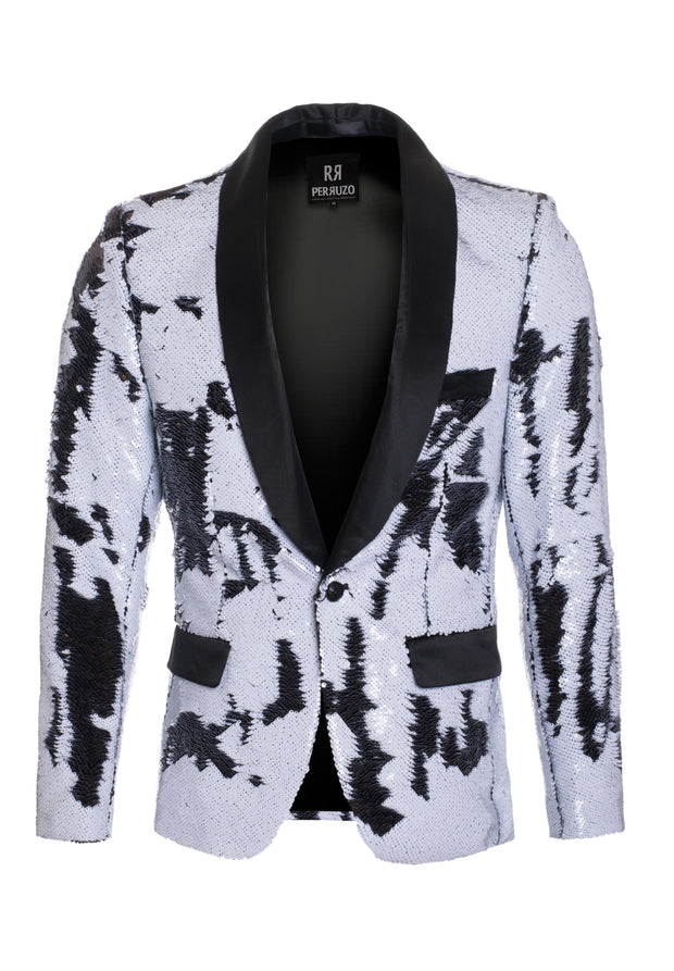 Men's White/Black Sequin Blazer